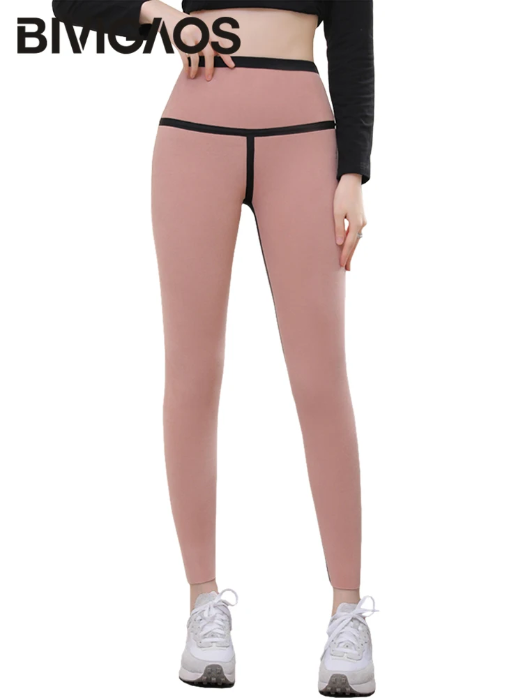 

BIVIGAOS Fall Winter Pink Rabbit Fleece Shark Pants Women Slim Black Leggings High Waist Elastic Seamless Thick Warm Leggings