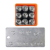 9Pcs Professional Steel Metal Stamp Set (1/8”) 3mm/(1/4”) 6mm Steel Heart Punch Set for DIY-Jewelry Craft Stamping
