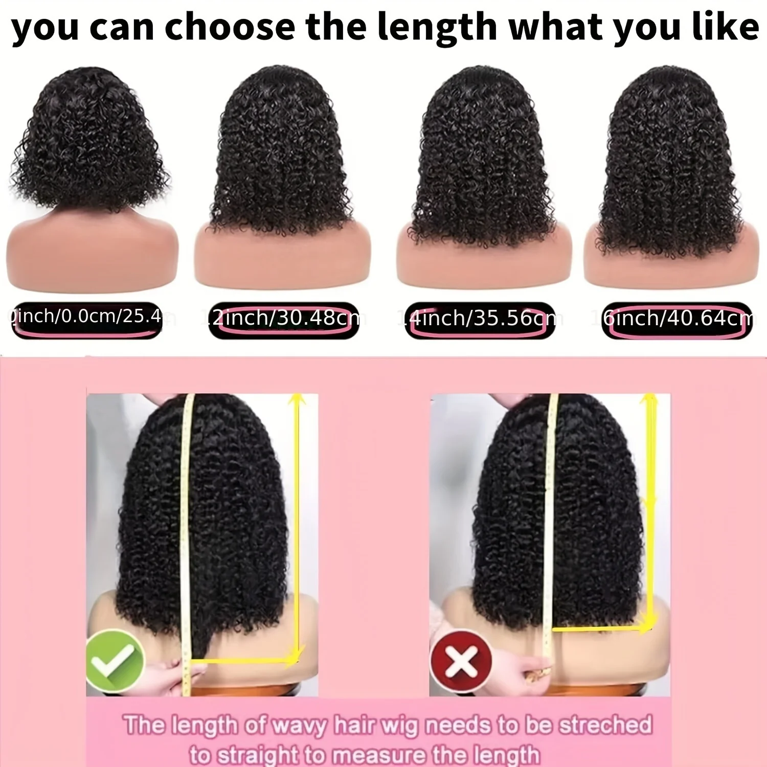 Heyju Water Wave Human Hair Wig With Bangs Glueless Fringe Wig Kinky Curly Bob Wig with Bangs Full Machine Made Wigs Easy To GO image 6