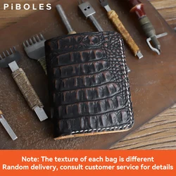 Handmade Alligator Pattern Men's Wallet Genuine Leather 6 Card Slot Wallets For Women Small Mini Retro Male Change Pocket