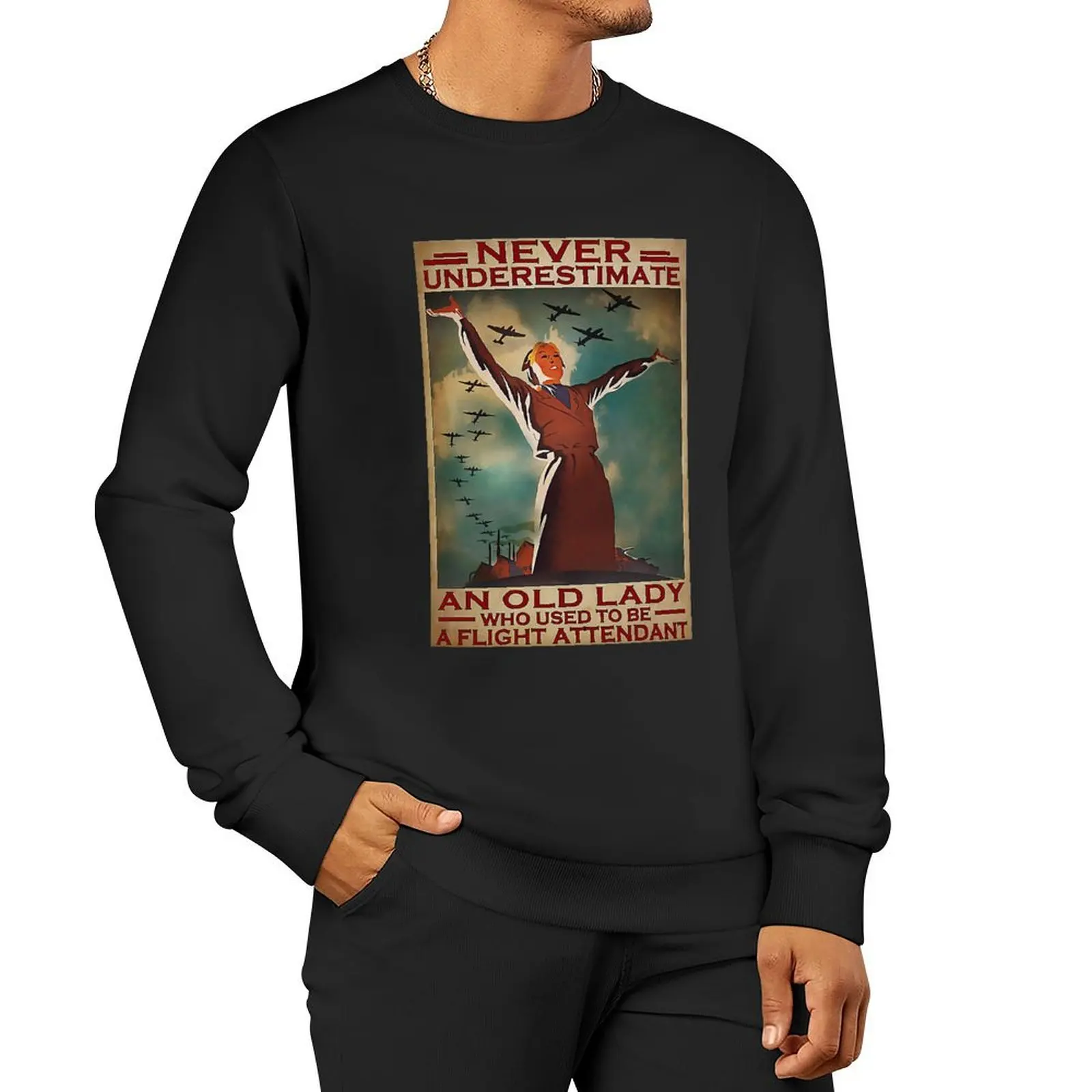 

An Old Lady Who Used To Be A Flight Attendant Pullover Hoodie anime clothing men clothing anime sweatshirt