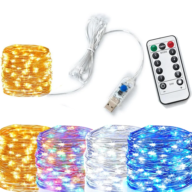 2-20M LED Fairy String Light USB with Remote Birthday Christmas Deco for Wedding Party New Year Gift Atmosphere Decorative Lamp