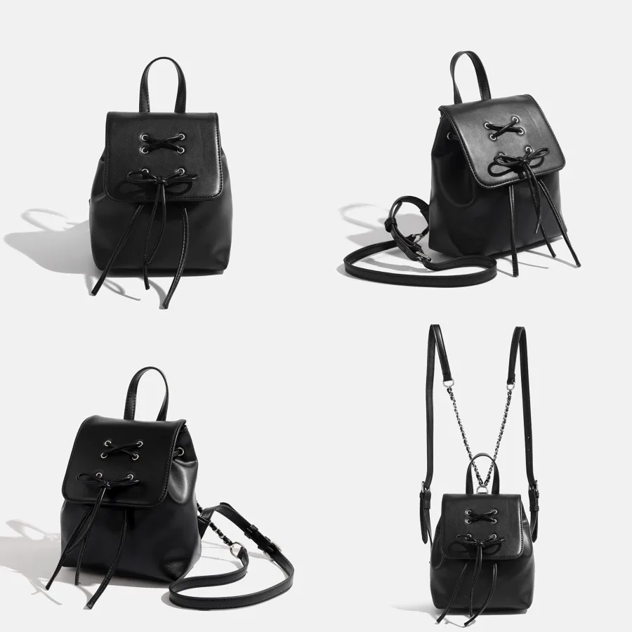 

【New style】New style ballet style bow chain backpack women's trend Korean style backpack PU backpack