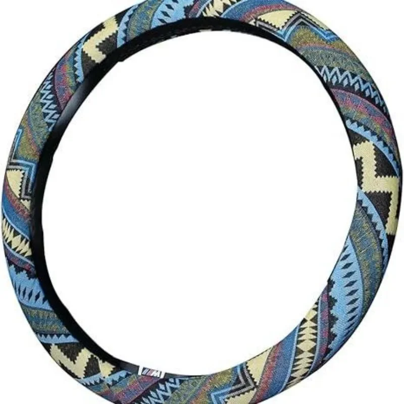 Breathable Anti-slip Linen Car Steering Wheel Cover Bohemian Style Fit 37-38cm Round Steering Wheel Auto Interior Ornament