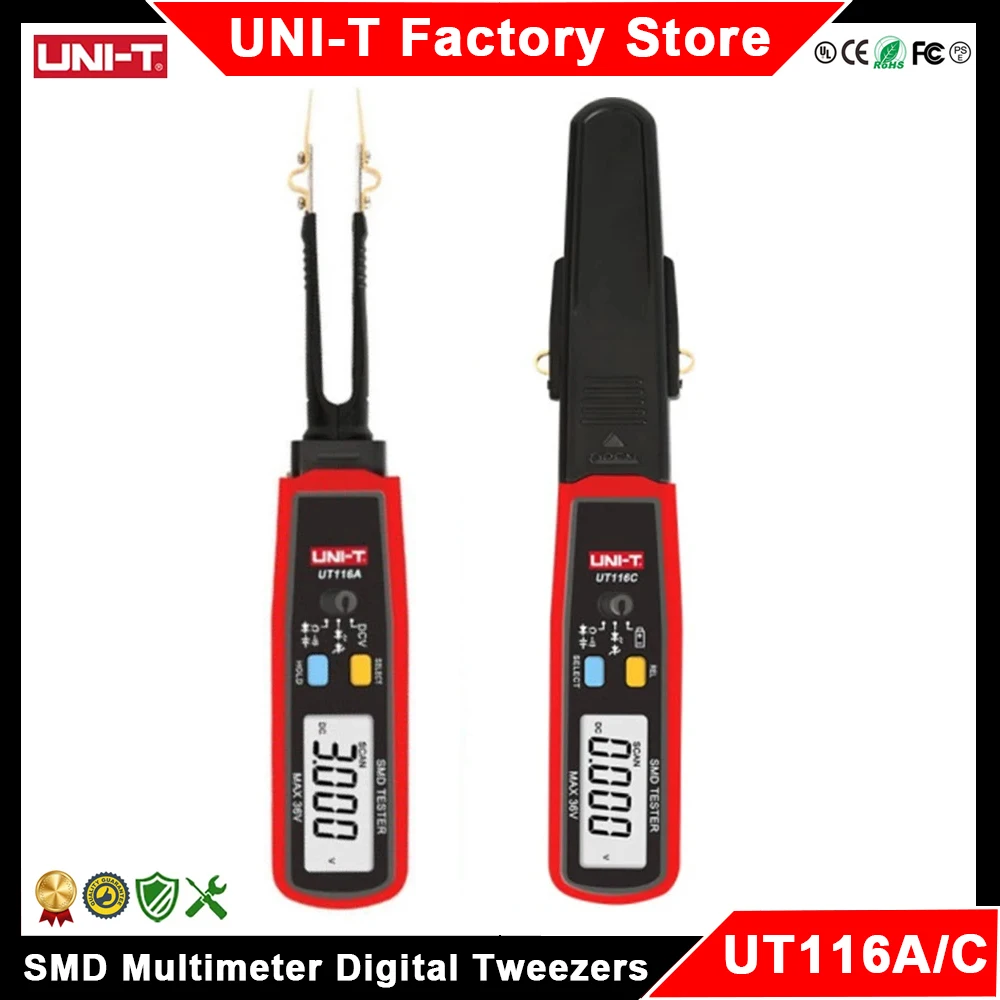 UNI-T-SMD متعدد ، السيارات المدى ، مايكرو الملقط للمكونات الإلكترونية ، LED الرقمية الملقط ، الذكية سمد تستر ، UT116A ، UT116C