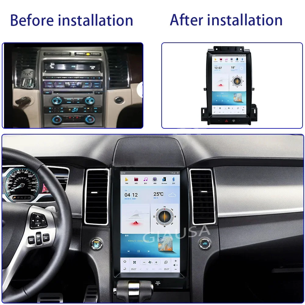 Qualcomm Tesla Carplay Android Car Radio 2 Din Stereo Receiver For Ford Taurus 2010-2013 2014 2015 2016 2017 2018 GPS Unit Audio