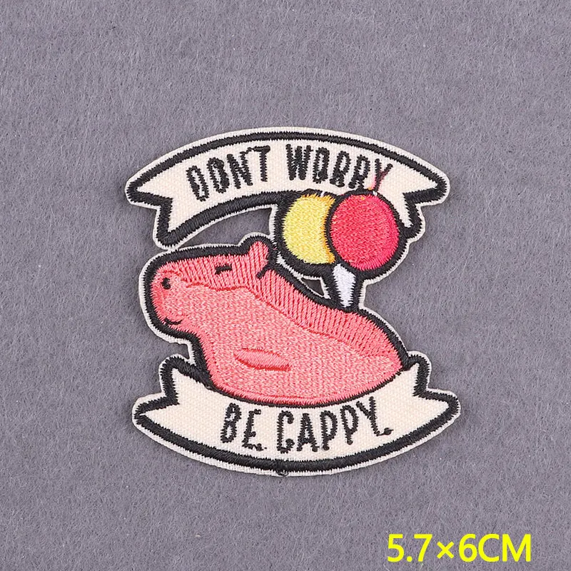 Embroidery Patch Cute Animal Capybara Iron on Patches For Clothing DIY Cartoon Badge Clothing Thermoadhesive Patches On Backpack