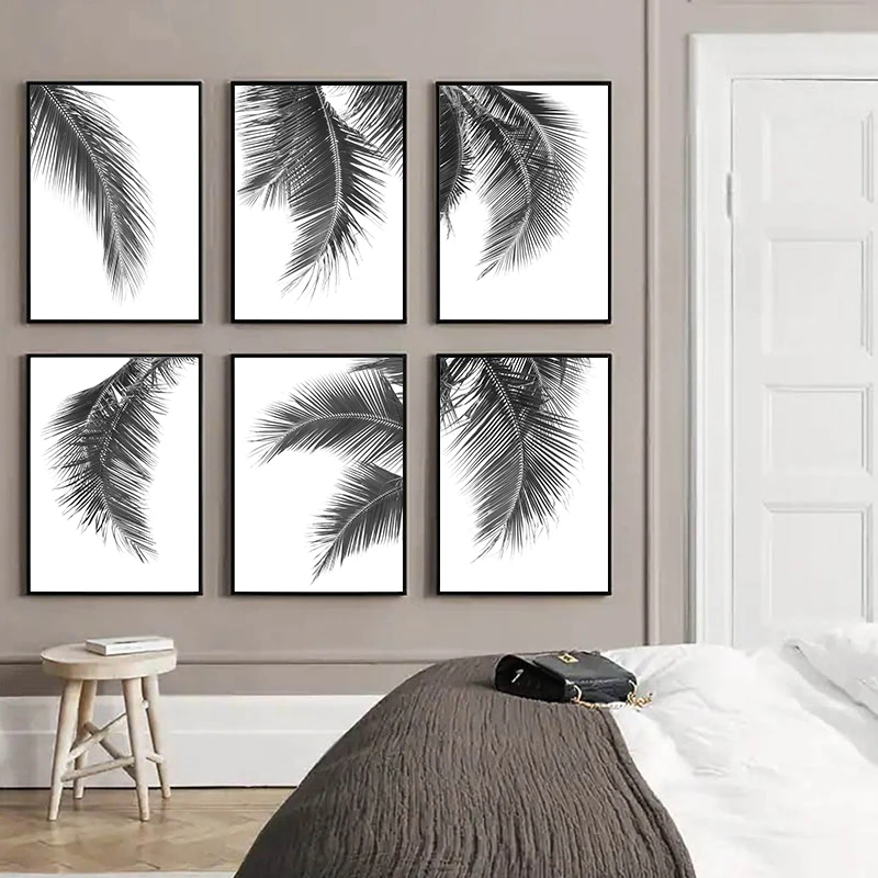 

Simple Nordic Black and White Plant Leaf Canvas Poster Printing Art Painting Wall Decoration Picture Modern Home Decoration