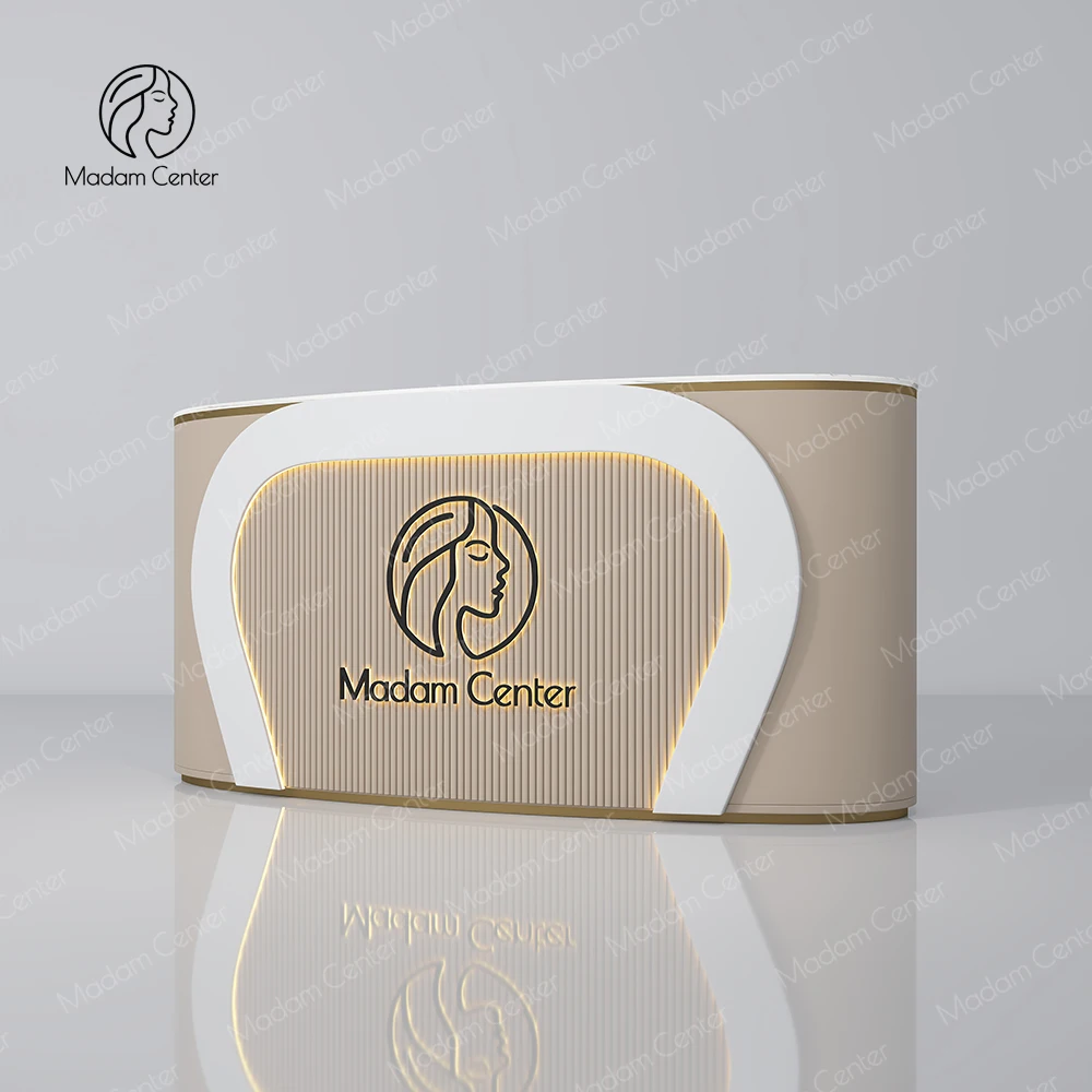 

Modern LED Light MDF Front Reception Desk for Hair Beauty Salon and Barber Shop Barbershop Counter Table