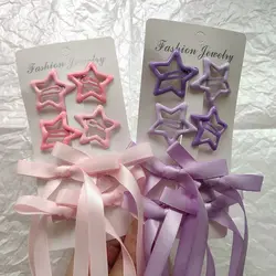 6-piece Set of Women's Hair Accessories, Starry and Bow Set, Ballet Style Bow Ribbon Ribbon Hair Clip, Double Ponytail Ribbon Br