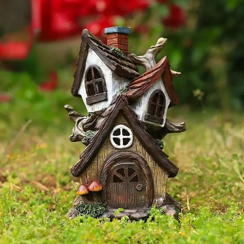 

Double-Layer Fairy Tale Cabin Outdoor Garden Decoration Housewarming Gifts Resin Crafts Ornament Peucine Pendant