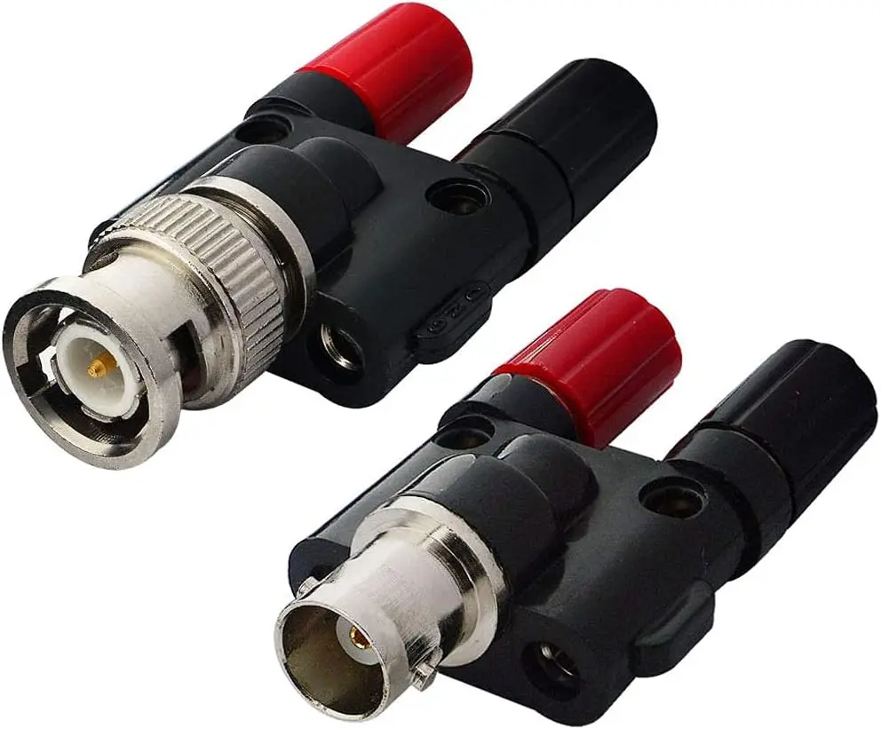 2PCS Test Probe Coaxial RF Adapter BNC Male Female To Banana Binding Post Video T Splitter Connector for Oscilloscope