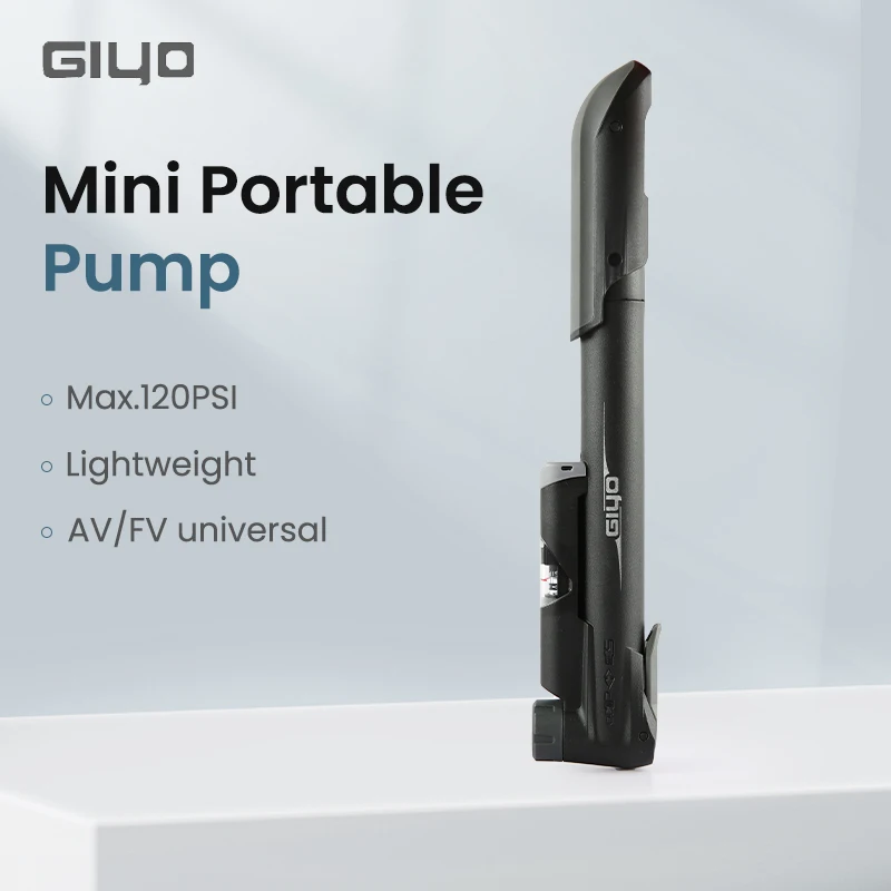 GIYO Portable 120Psi Bike Pump Aluminum Alloy Bicycle Hand Air Pump Tire Inflator Schrader Presta Valve MTB Road Cycling Pump