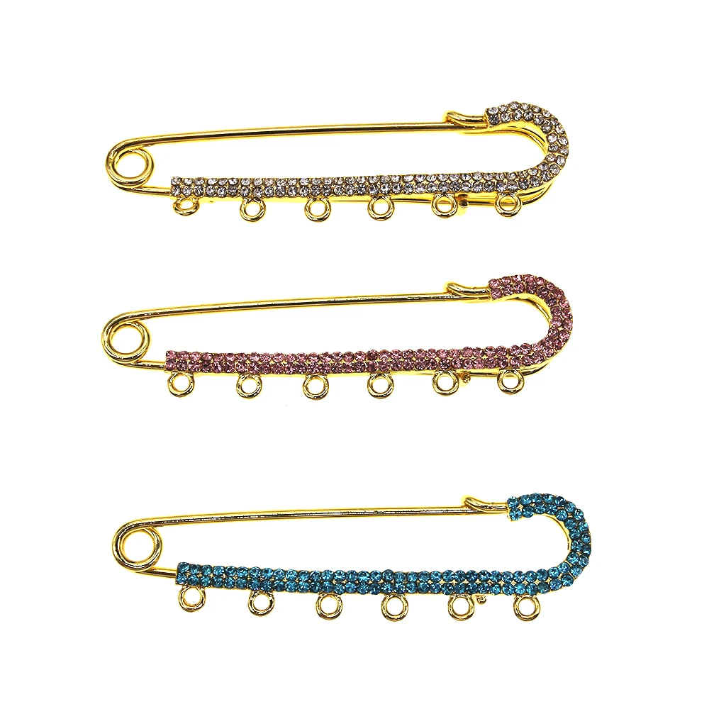3 teile/los Vergoldet Muslim Islamischen Baby Pins Strass Kinderwagen Sicherheitsnadeln Mit Schlaufen für Neugeborene Geschenk Schmuck Machen – Detail 4