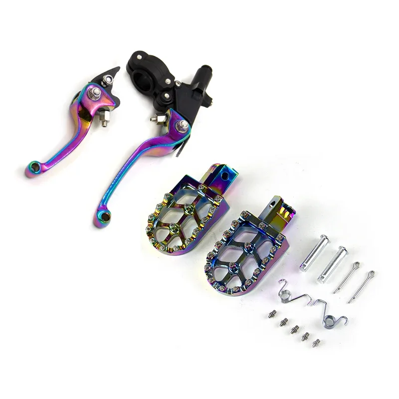 CNC Motorcycle Multicolor Footrests Pedals Pegs/Clutch Brake Handle Drum Lever/22mm Accelerator Throttle Twist Grips Handlebar