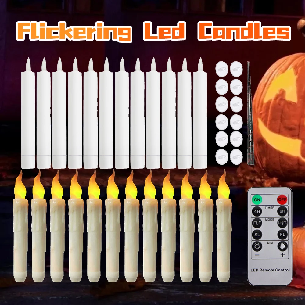 Velas Led parpadeantes de Halloween con varita mágica, vela parpadeante, decoraciones navideñas, lámpara parpadeante para el hogar, decoración de festivales