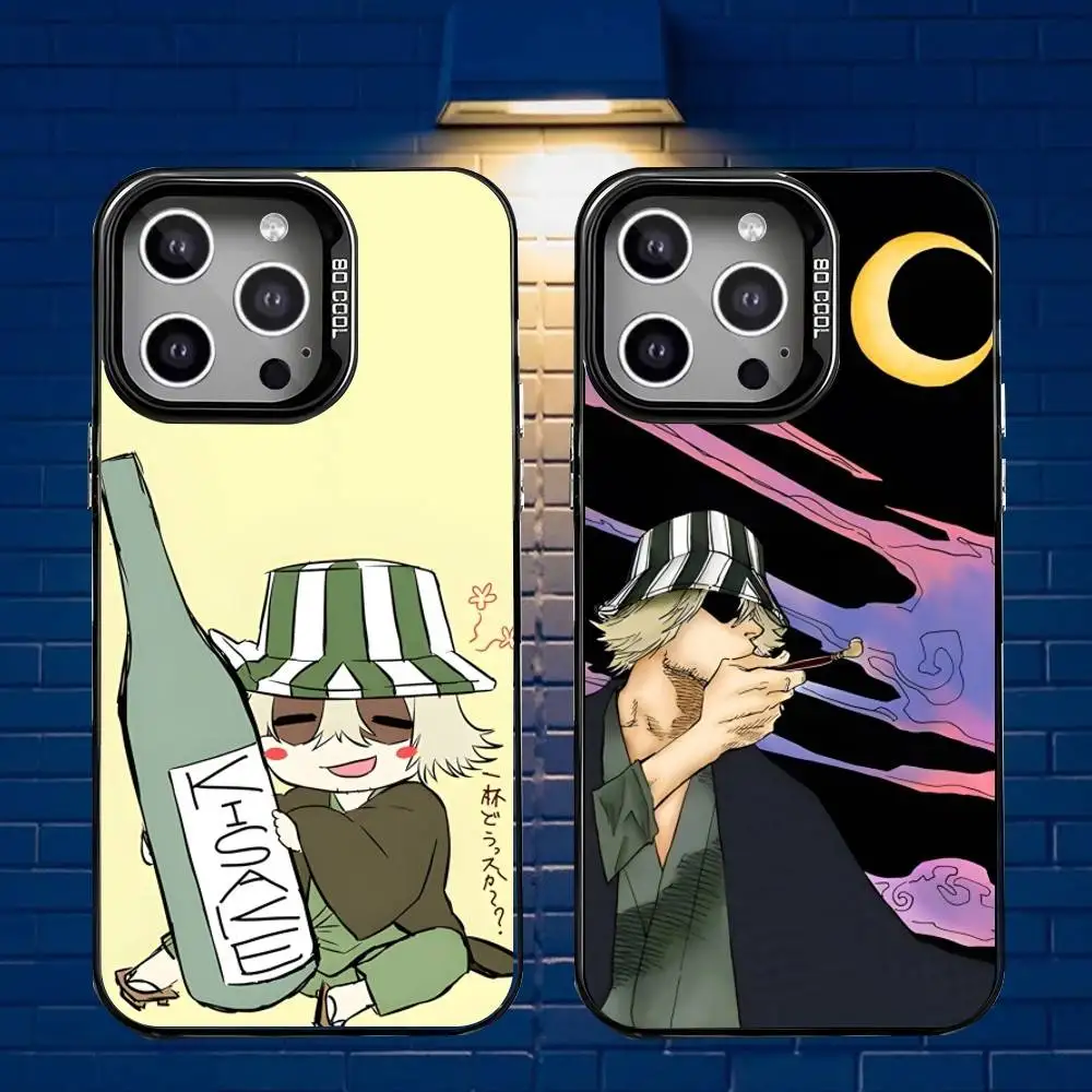 

Kisuke Urahara Bleach Anime Phone Case For iPhone 16,15,14,13,12,11,Mini,Pro,E,MAX Gray Matte Silicone Black Cover