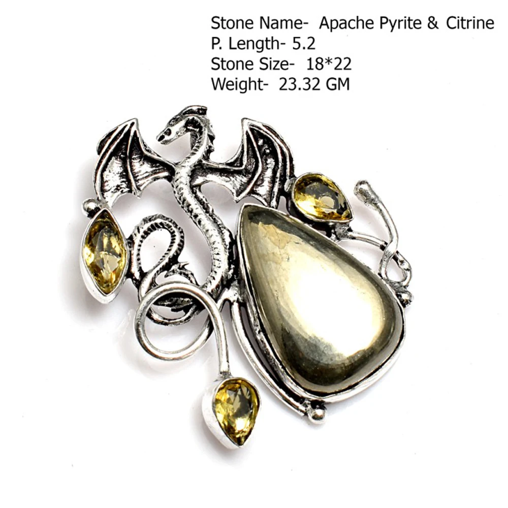 Genuine Pyrite Sapphire Dentrite Opal  Pendant