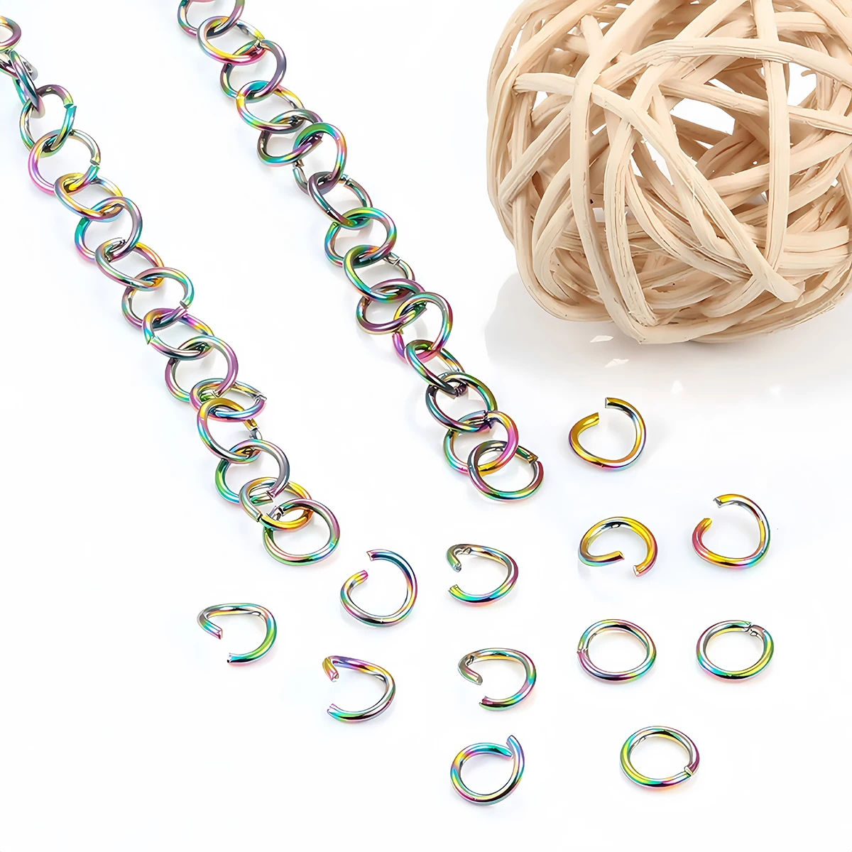 30-50 Stück Bunte Edelstahl-Spaltringe 3-9mm, Offene O-Ringe für Halsketten, Armbänder und Schmuckherstellung – Detail 5