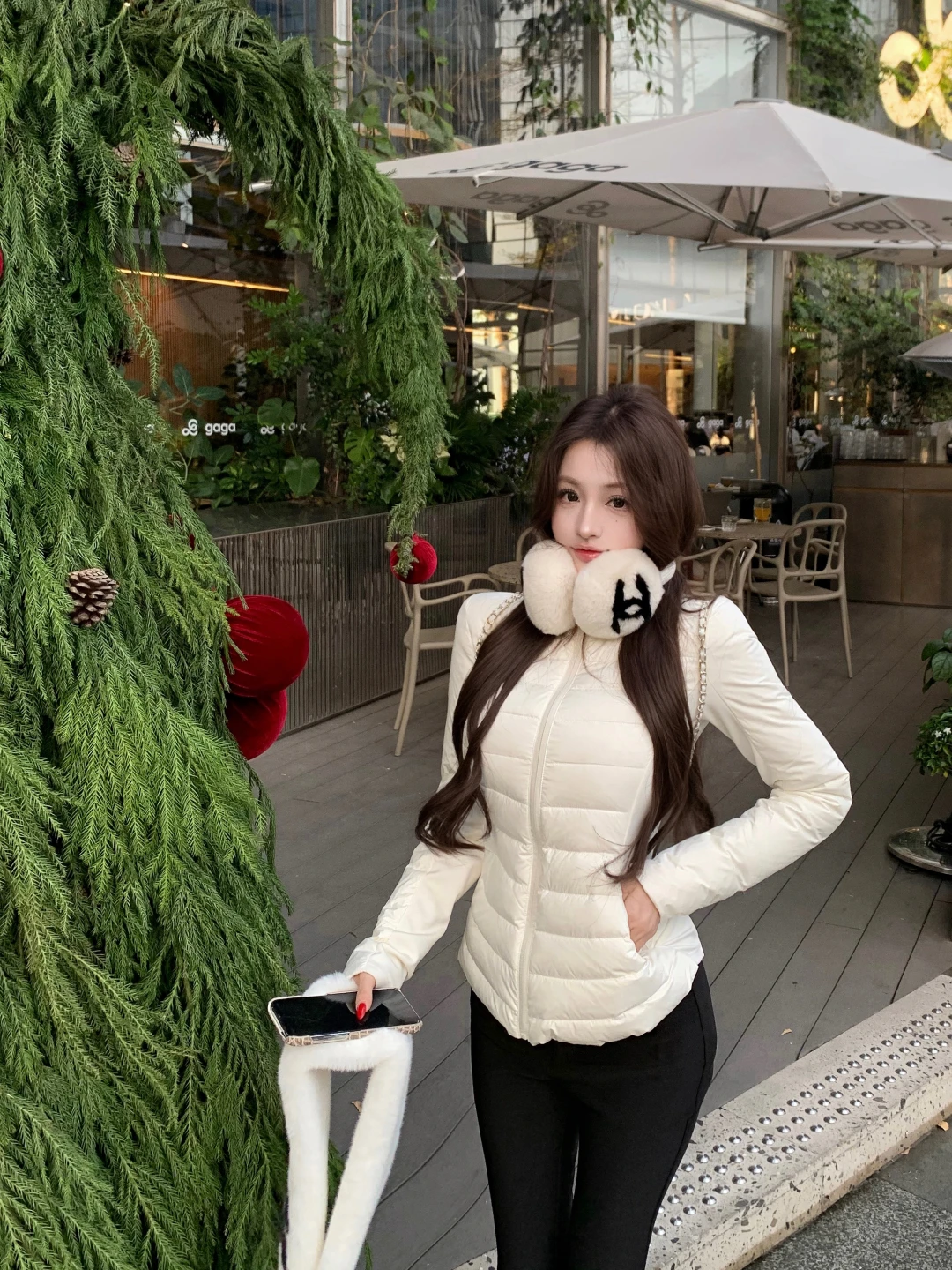 

Women's Thickened Long Sleeve Cotton Jacket White Collar Winter New Style Slim Fit Versatile Cotton Coat Korean Style Commute