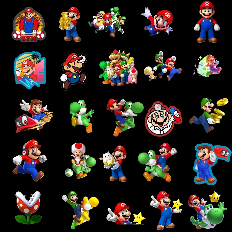 10/30/50PCS Super Mario Bros Cartoon Sticker DIY Phone Laptop Luggage Skateboard Graffiti Decals Fun for Kid Gift