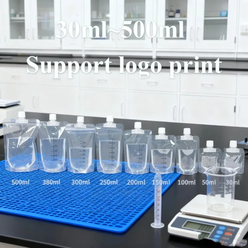 

100PCS Clear Liquid Pouches with Spout - Reusable Drink Bags for Beverages, Juice,Milk Party Events & Wedding Bar Beer Jelly Tea