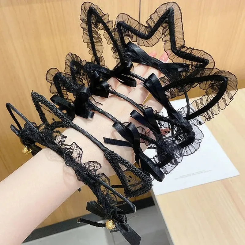 Cute Sexy Black Lace Cat Ears Hairbands Styling Headband Women Girls Hair Head Hoop Band Accessories Headdress Headwear Ornament