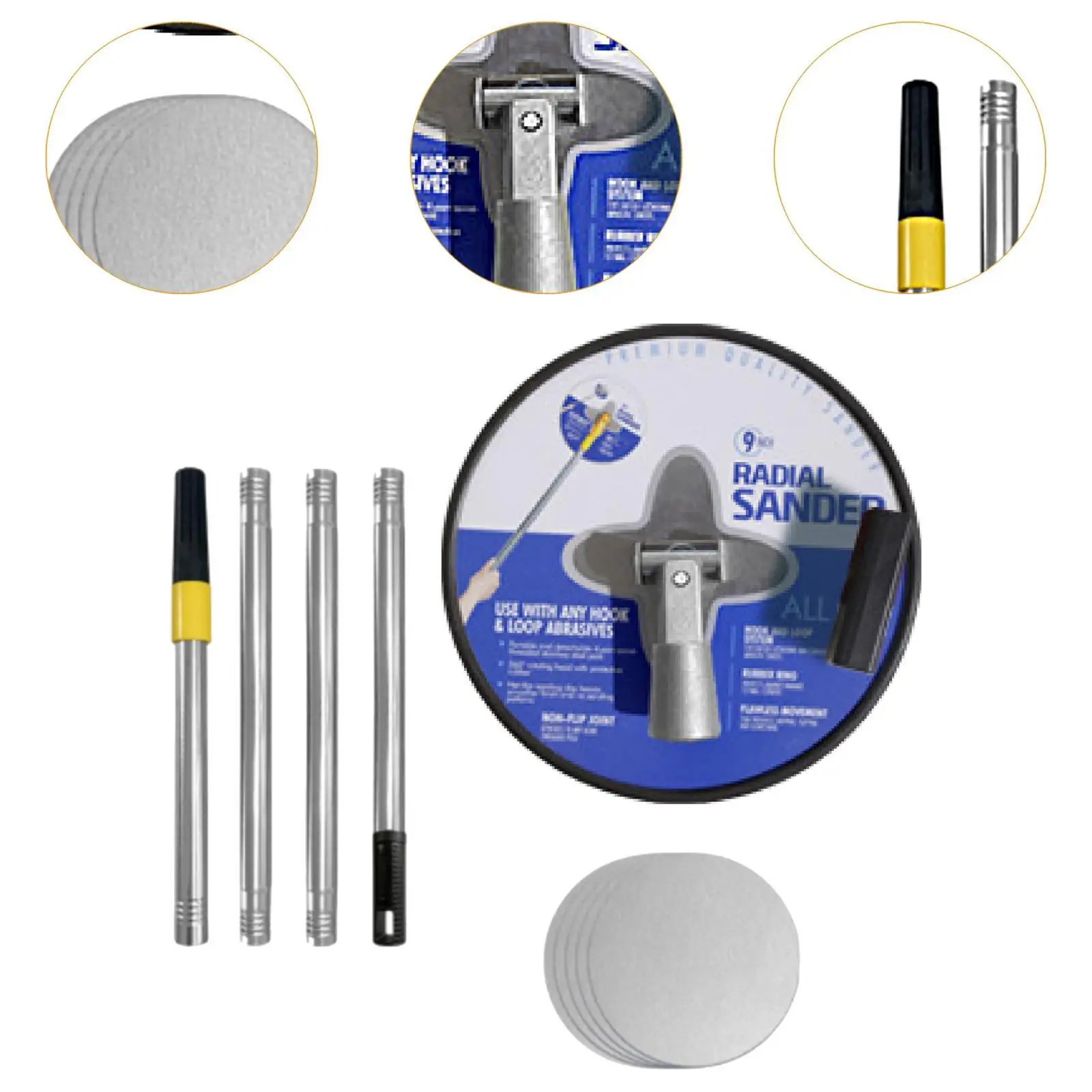 Drywall Sander Round 360 Degree Rotatable Head 5Pcs Sandpapers for Dry Wall