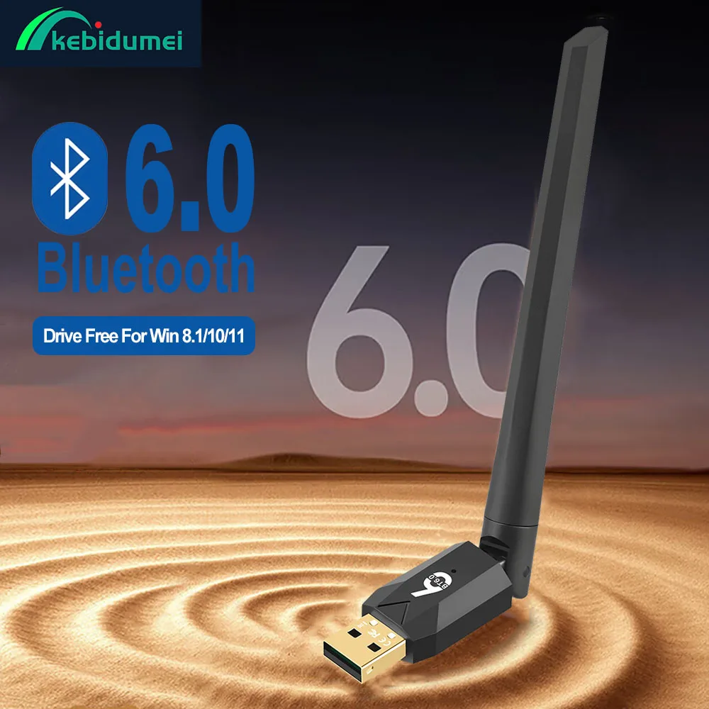 

Kebidumei 200-метровый Bluetooth-адаптер USB Bluetooth 6.0 Dongle для ПК Динамик Беспроводная мышь Клавиатура Аудиоприемник Передатчик