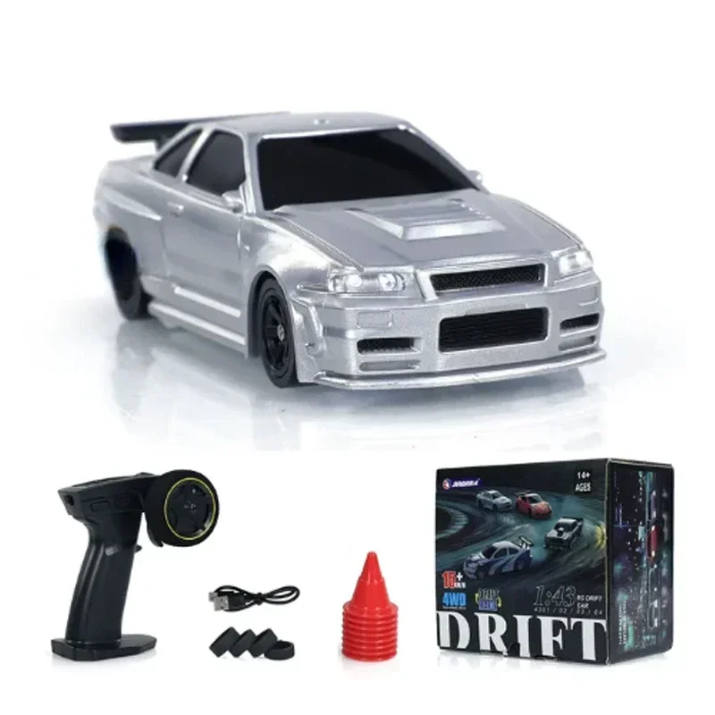 Controle Remoto de Alta Velocidade Drift Car, 4 Wheel Drive, Rádio Controlado, Mini Racing Model Car, Presente Toy Boy, 1:43, 4WD, 2.4G