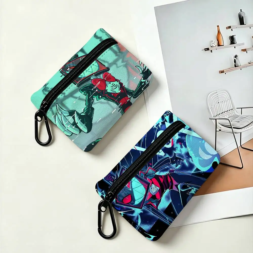 Vox Hazbin Hotel Anime Oxford Fabric Mini Coin Wallet Smooth Zipper Hanging Design Multi-use Small Storage Bag For Travel