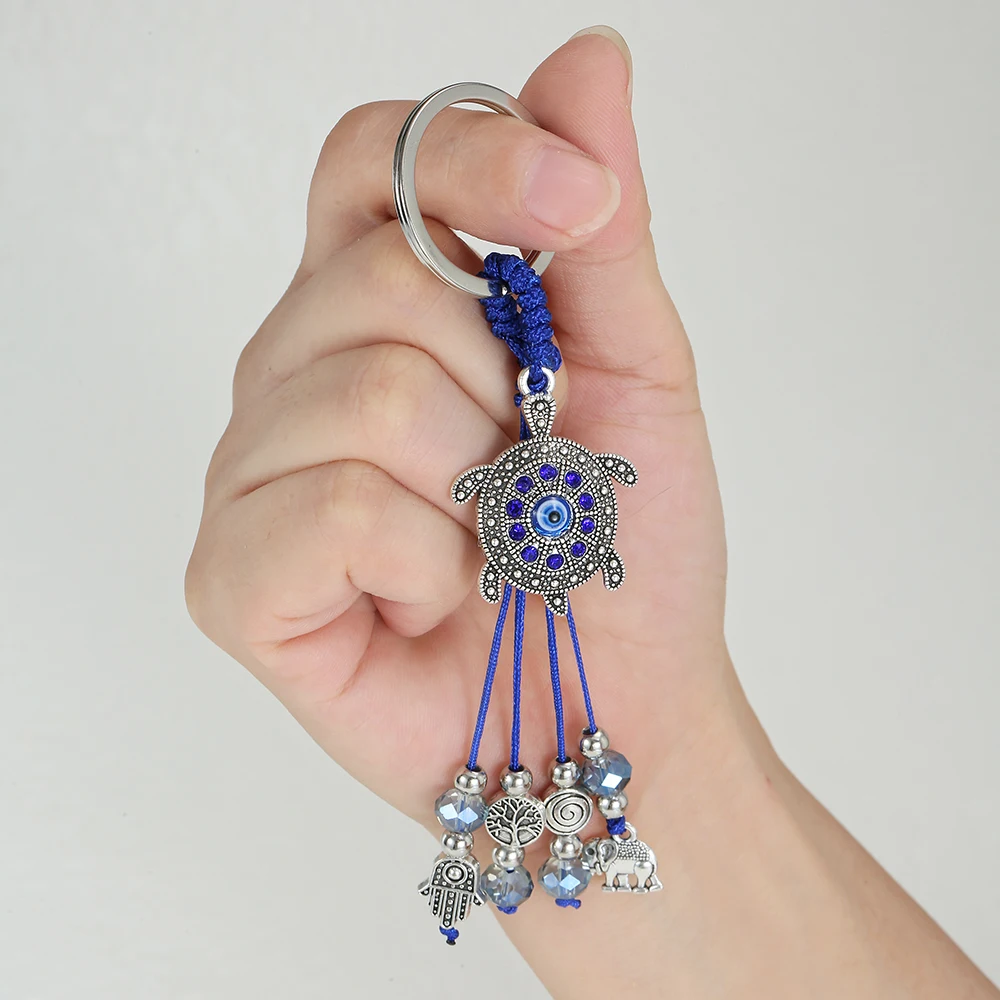 سلسلة مفاتيح على شكل سلحفاة شريرة ، نمط ملون ، حلقة مفاتيح سيارة بحبل من الشر اليوناني #2