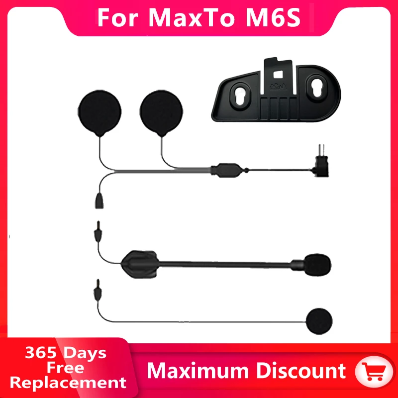 

Maxto M6S Motorcycle Helmet Headset Intercom Glued Adhesive Holder Mount Base + Dual Microphone Earphone for Maxto M6S