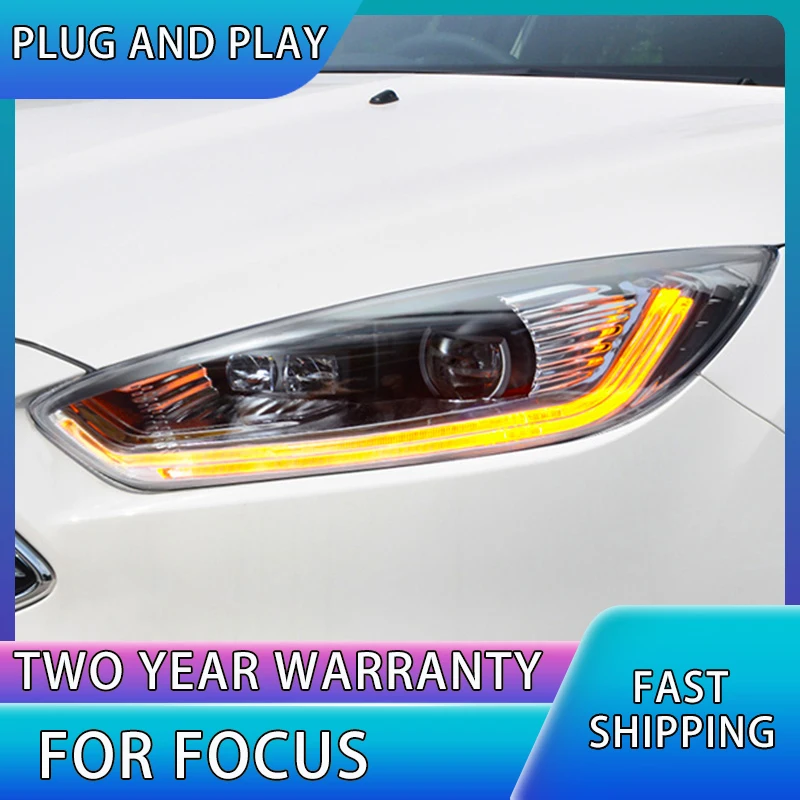 Car Accessories for Ford Focus Head Lights 2015-2018 Focus 3 Headlights LED DRL Turn Signal High Beam Projector Lens