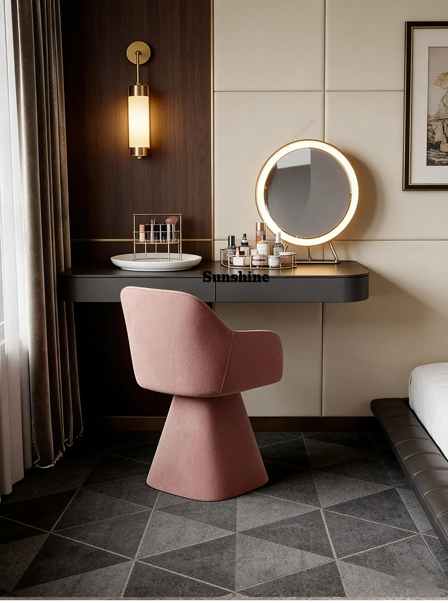 

Girls makeup stool large flat-floor villa senior rotating dining chair FT