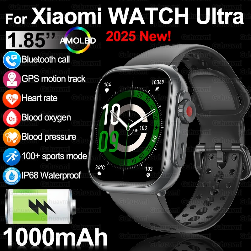 

2025 Новые часы Ultra 2 Смарт-часы Мужчины Женщины 1,85-дюймовый AMOLED-экран Аккумулятор 1000 мАч IP68 Водонепроницаемые Bluetooth-вызовы SmartWatches