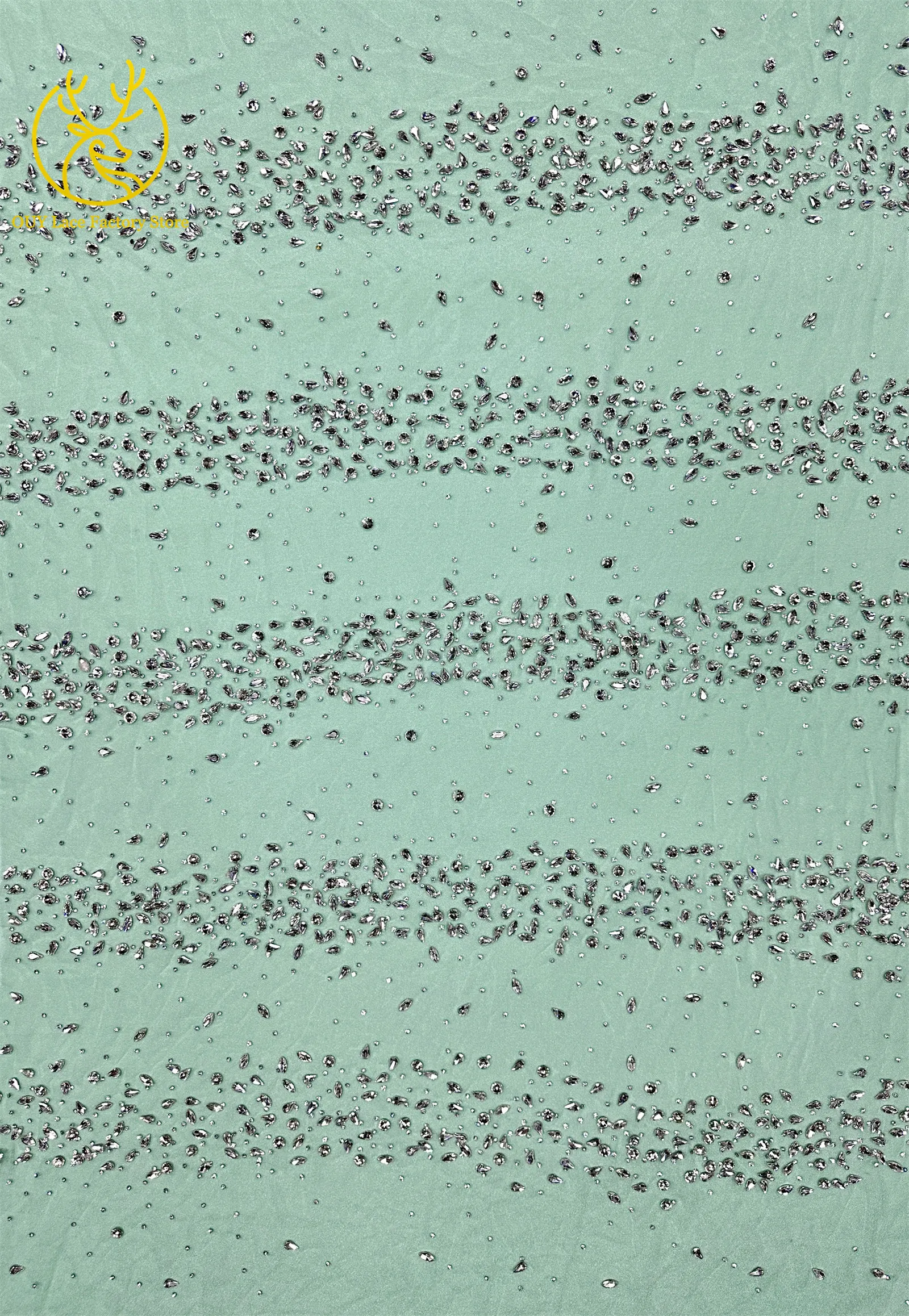 Goldener Luxus-Tüll-Spitzenstoff aus Dubai, hochwertiger nigerianischer afrikanischer Diamant-Tüll-Spitzenstoff für Hochzeitskleidung. – Detail 7