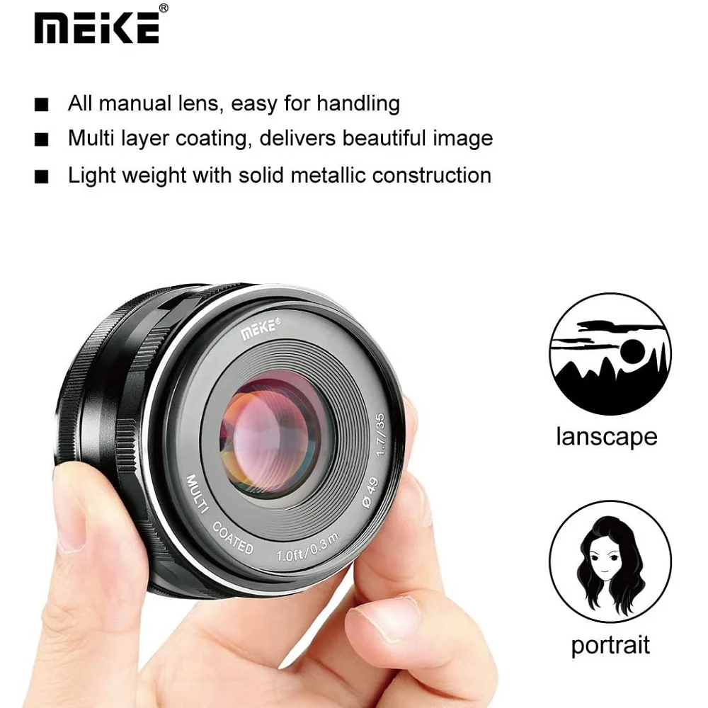 Meike 35mm F1.7 APS-C Manual Fixed Lens for Fujifilm X Mount X-T2 X-T10 X-T20 X-T100 X-Pro1 X-Pro2 X-A1 X-A2 X-A3 X-A5 X-H1 X-E1