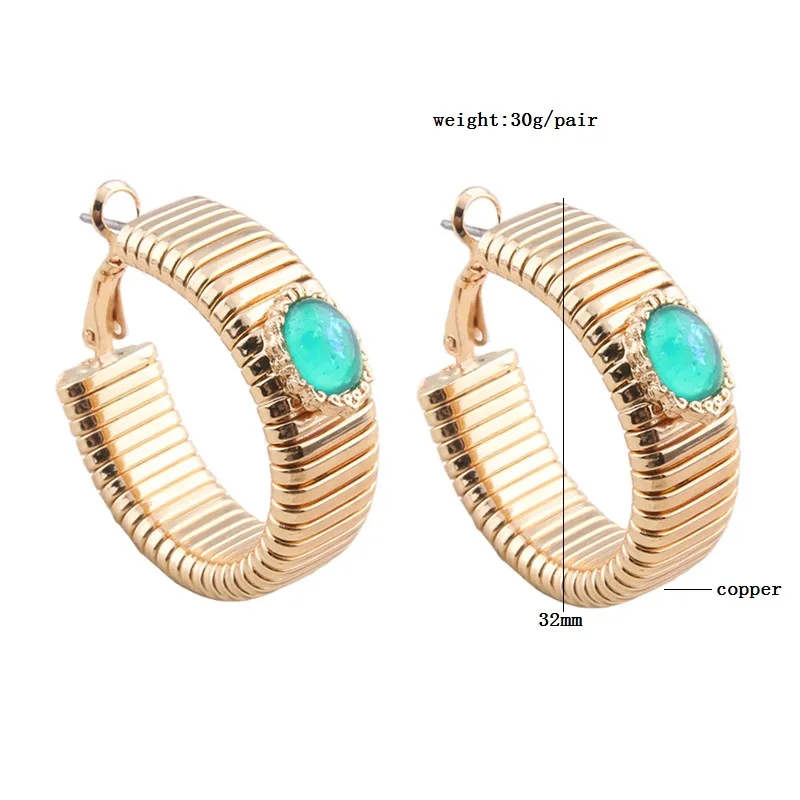 Dazzle Hoop Earrings Spring Illusory Color Metal Retro Stone Big Charm For Woman Large Long Brinco Ear Oorbellen Gift