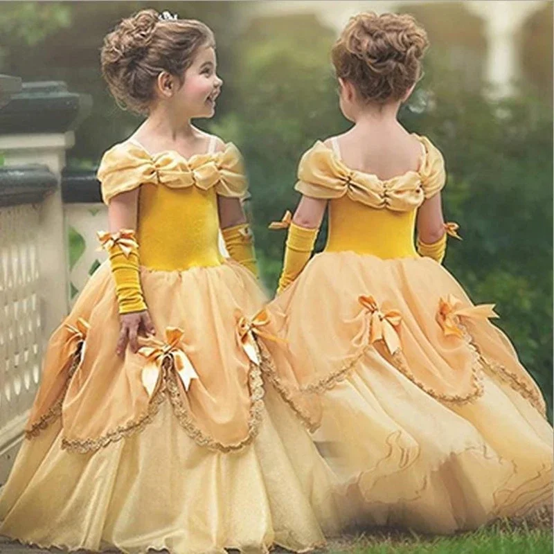 Belle Princess Costume for Girls Halloween Disguise Cosplay Snow White Princess Dress Baby Christmas Birthday Party Kids Clothes