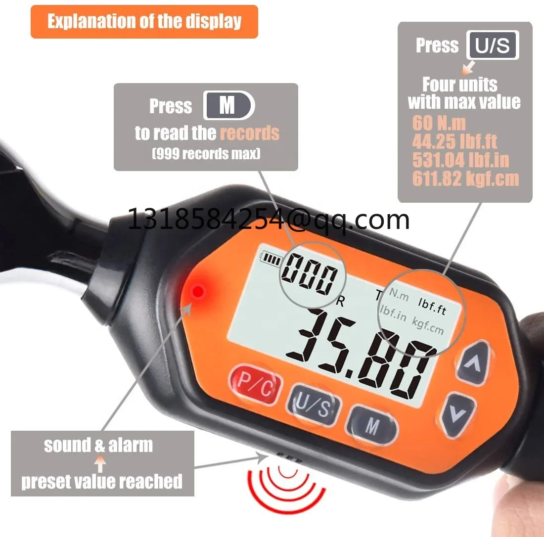 

OEM 60Nm Mini Digital Torque Wrench Popular Portable Steel Hand Tool for Industrial Motorcycles Metric Measurement System