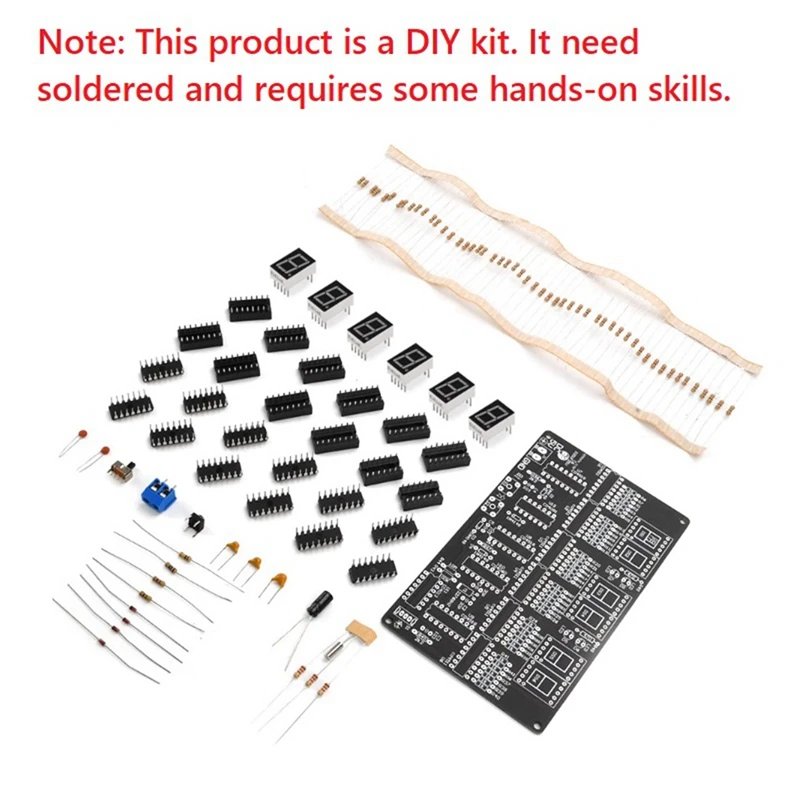 DC 4.5V-5.5V 6-Bit Digital Circuit Clock Kit, Electronic Clock Teaching And Practical Training, Welding And DIY Accessories