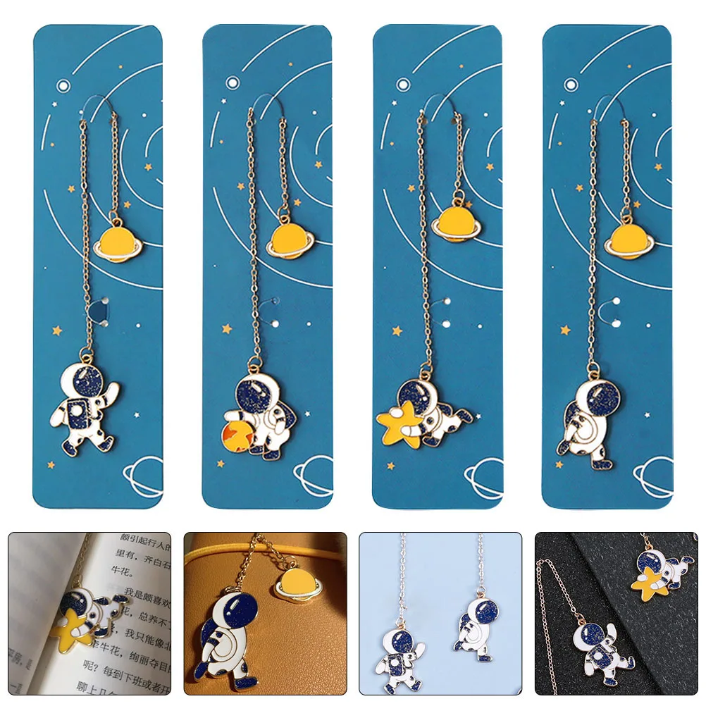 

4pcs Metal Bookmark Pendant Creative Page Marker For Reading School Students Gifts Book Page Marker Compact Light Bookmarks For