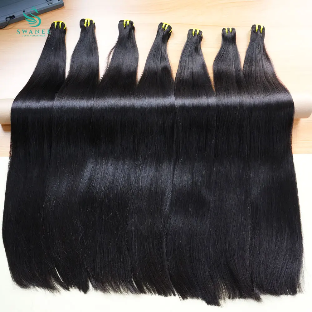 

SWANEE Вьетнамские прямые пучки человеческих волос, 100% необработанные, 12А, двойная прорисовка, густые необработанные девственные волосы, пучок наращивания