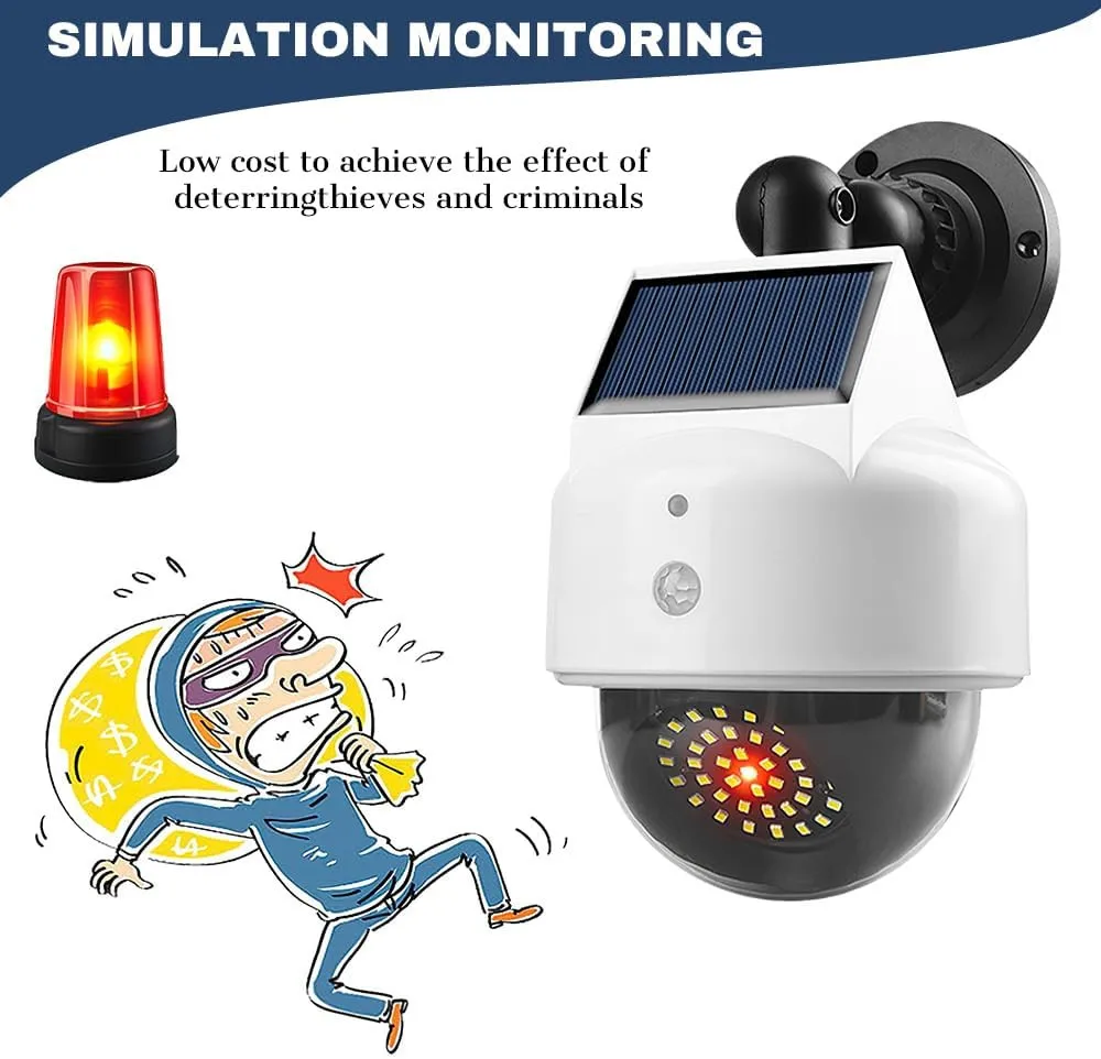 Imagem -02 - Dummy Cctv Câmera de Vigilância Home Security Solar Powered Wireless Outdoor Motion Sensor Luz Led Vídeo Falso