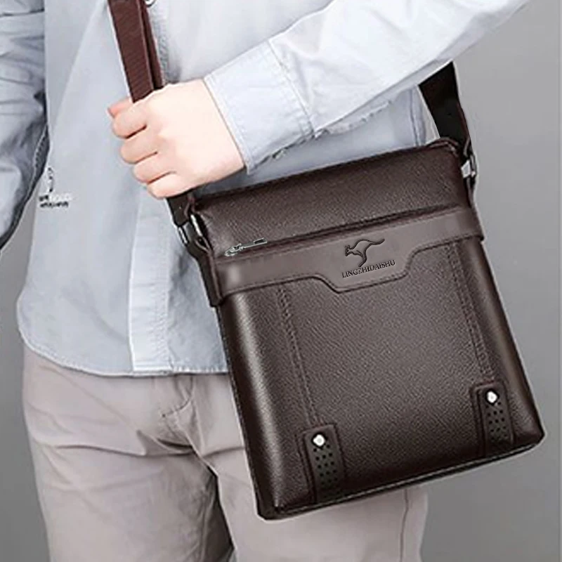 Daily Wear Lightweight Men Crossbody Purse Multi Layer Storage Smooth Leather Bag for Road Trip Casual Street Use image 6