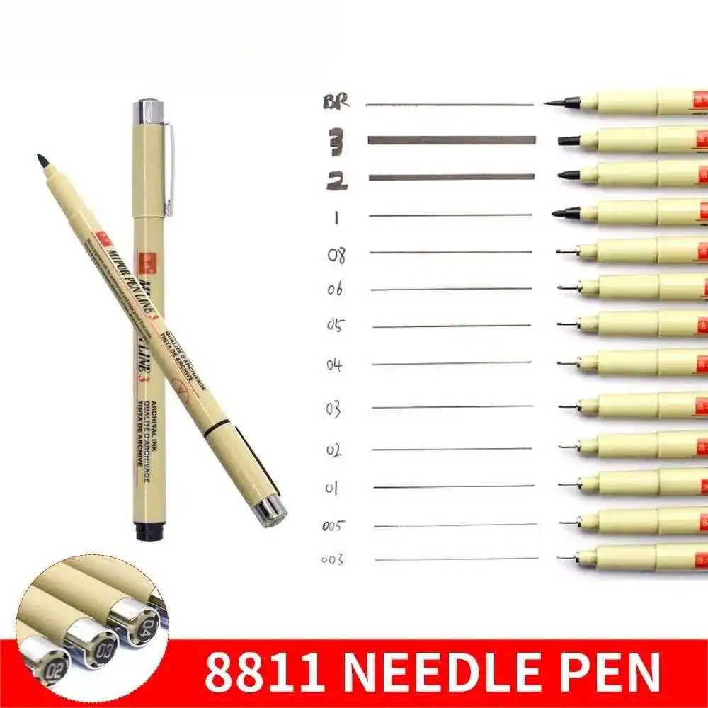 3-12 pcs set Sketching Pen Micron Liners Needle Pen Fineliner Drawing  Art Micron Marker Pen Waterproof Hand-Drawn Signature Pen