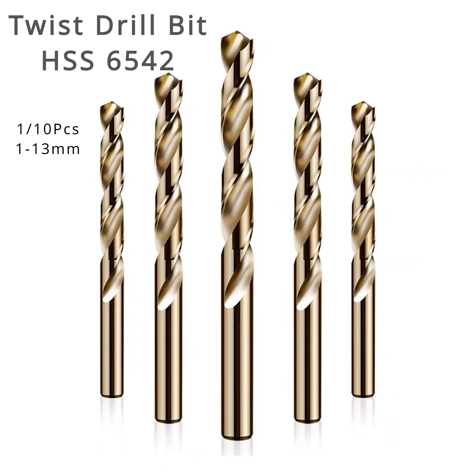 1/10Pcs 1/2/3/4/5/6/7/8/9/10/11/12/13mm 6542 HSS Twist Drill Bits Set CNC Cutting Tools Aluminum Iron Copper Punch Holes