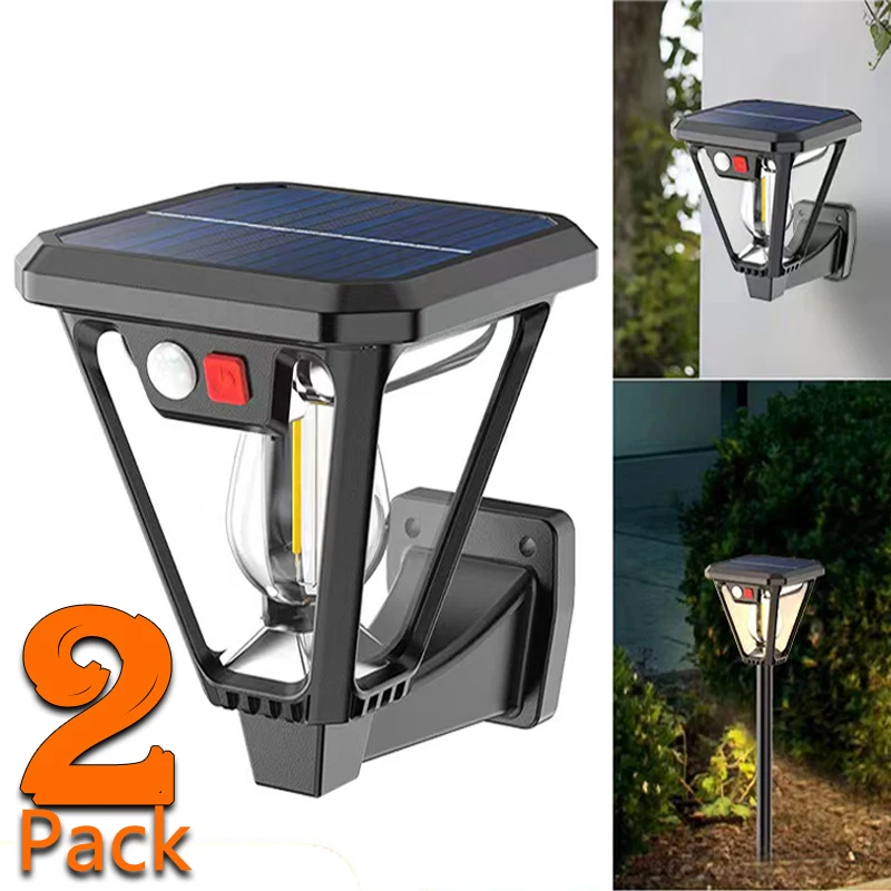 

E2 1-2PCS Solar Light Outdoor 2 IN 1 LED Tungsten Light Bulb Motion Sensor Solar Wall Lamp for Garden Decoration Lawn Camping