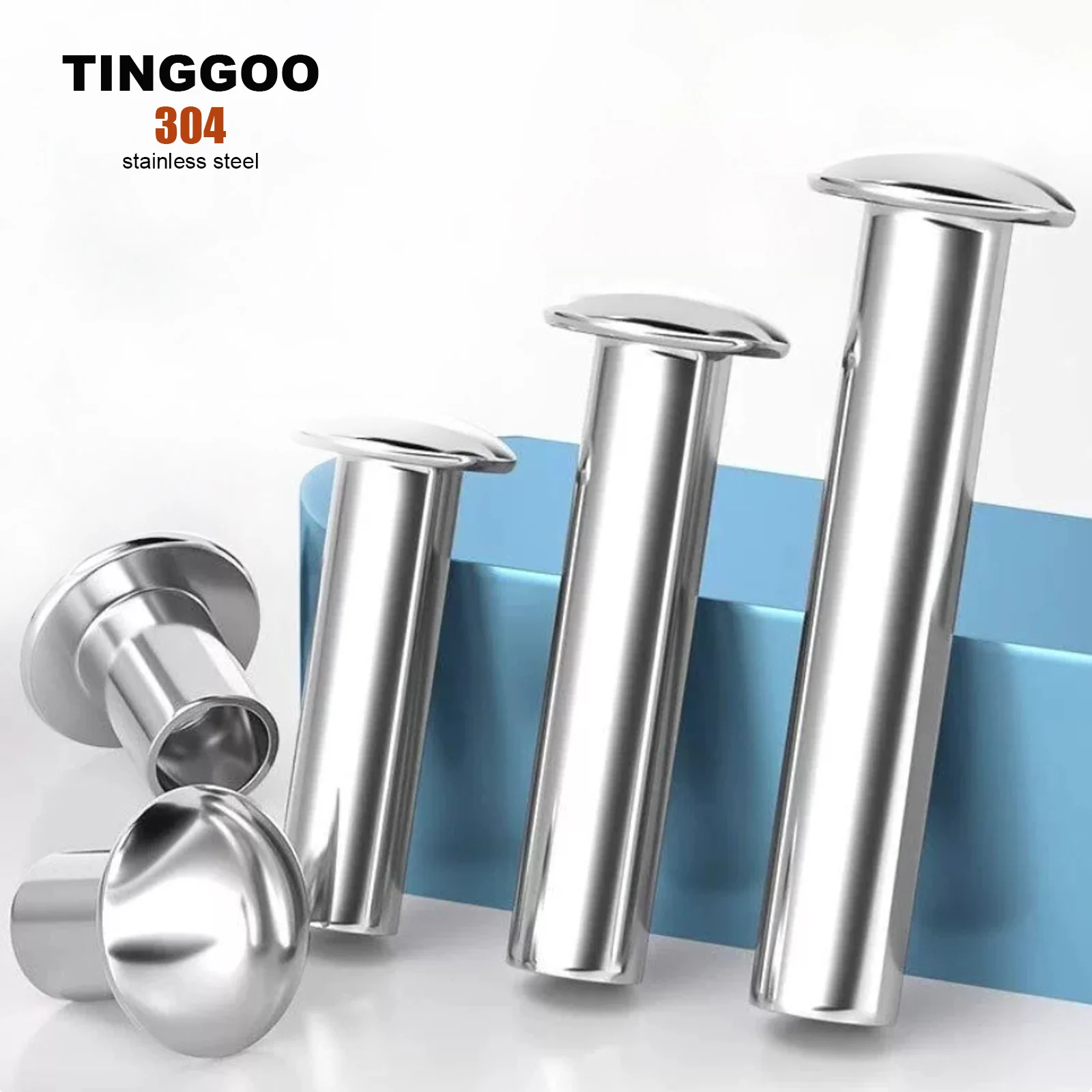 50pcs/lot GB873 304 Stainless Steel Semi-Tubular Rivets Round Head Hollow Rivets M1.5 M1.7 M2 M2.5